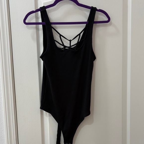 Express Black Ribbed Tank Bodysuit - Picture 2 of 5